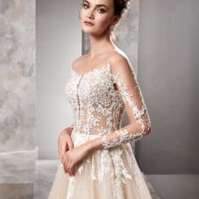 Kristal Taş İşlemeli Straplez Transparan Gelinlik