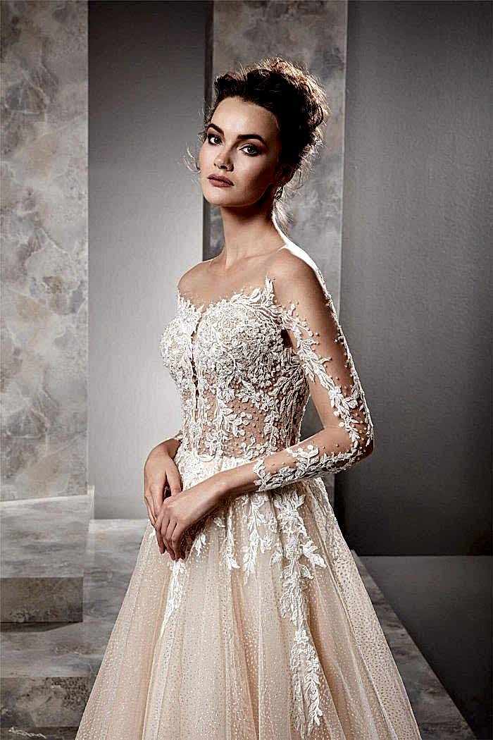 Kristal Taş İşlemeli Straplez Transparan Gelinlik