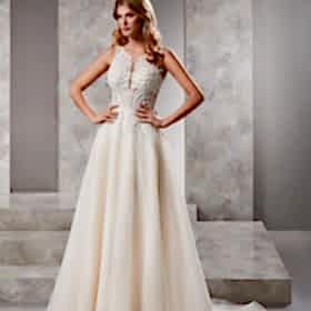 Kuyruklu Taş İşlemeli Sade Helen Gelinlik