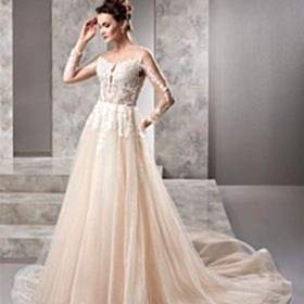 Transparan Simli Krem 40 Yaş Gelinlik