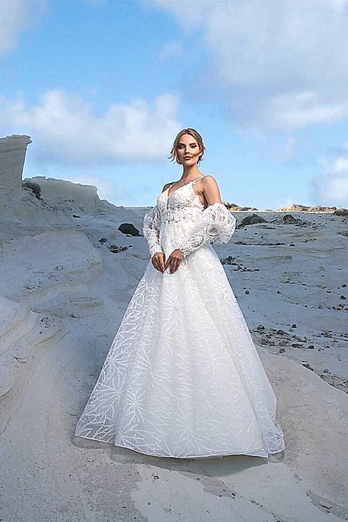 İp Askılı Demonte Kol A Kesim Gelinlik