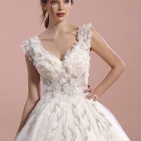 Sırt Dekolteli V Yaka A Kesim Gelinlik