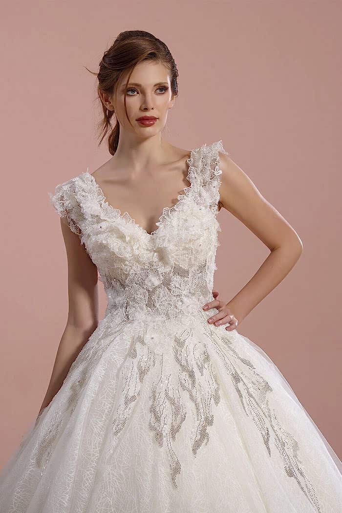 Sırt Dekolteli V Yaka A Kesim Gelinlik