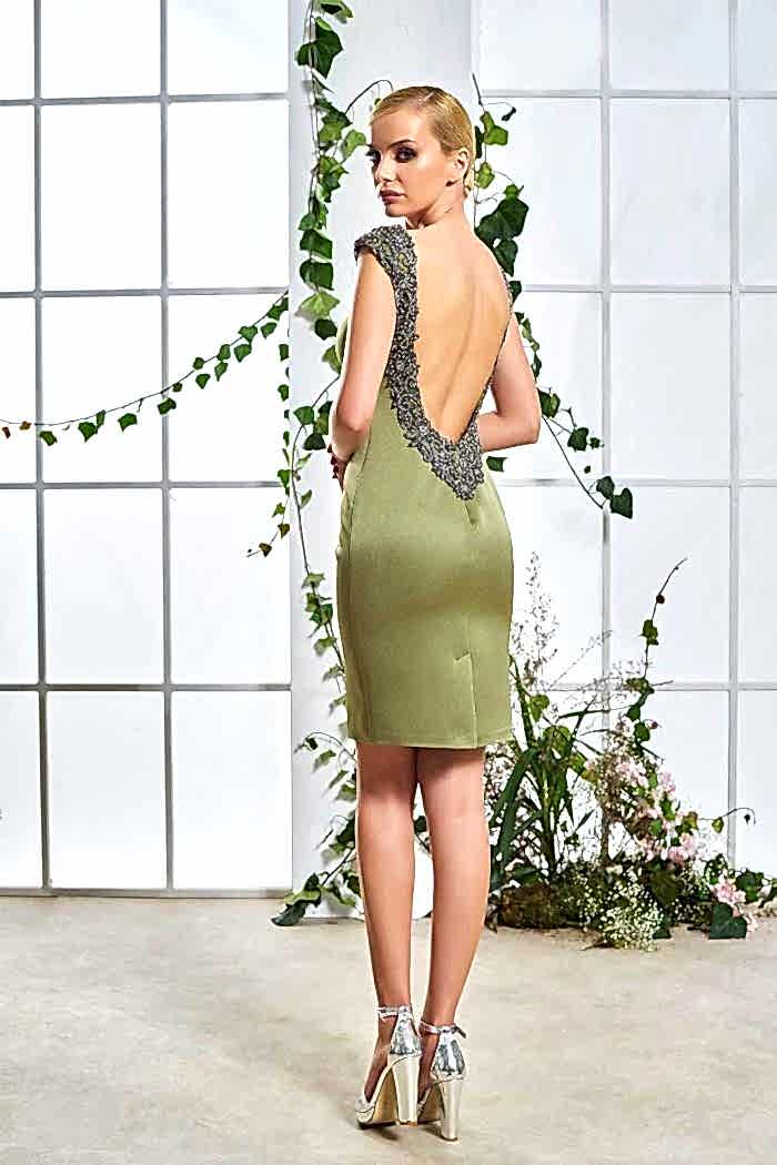 Alternative view of Sırt dekolteli V Yaka Yeşim Kısa Abiye Elbise