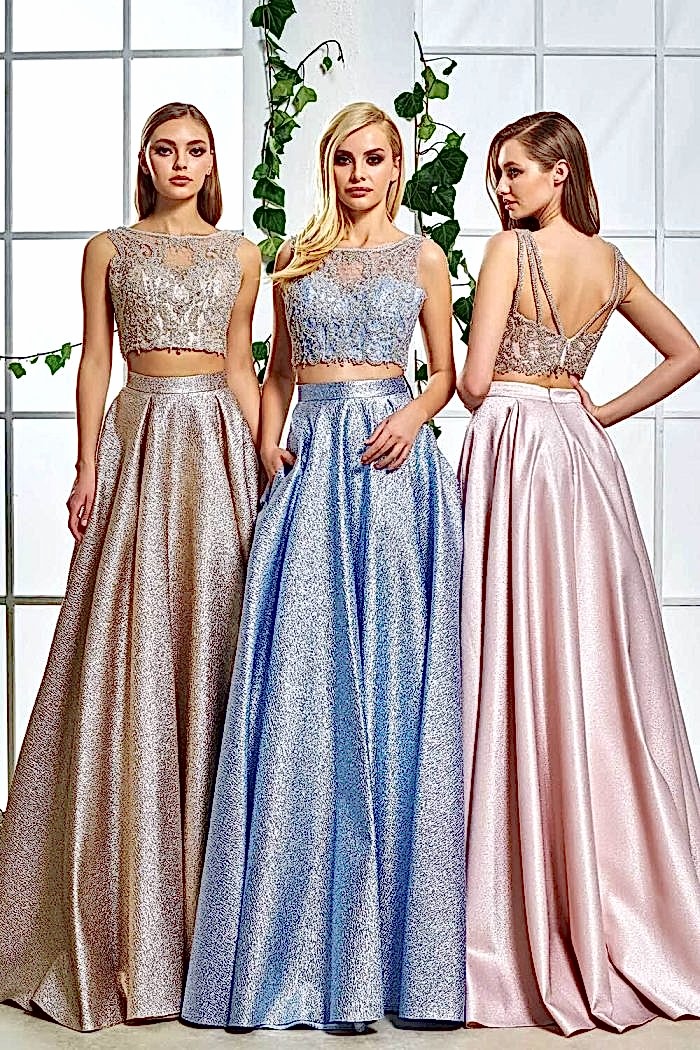 Taşlı Uzun Abiye Elbise