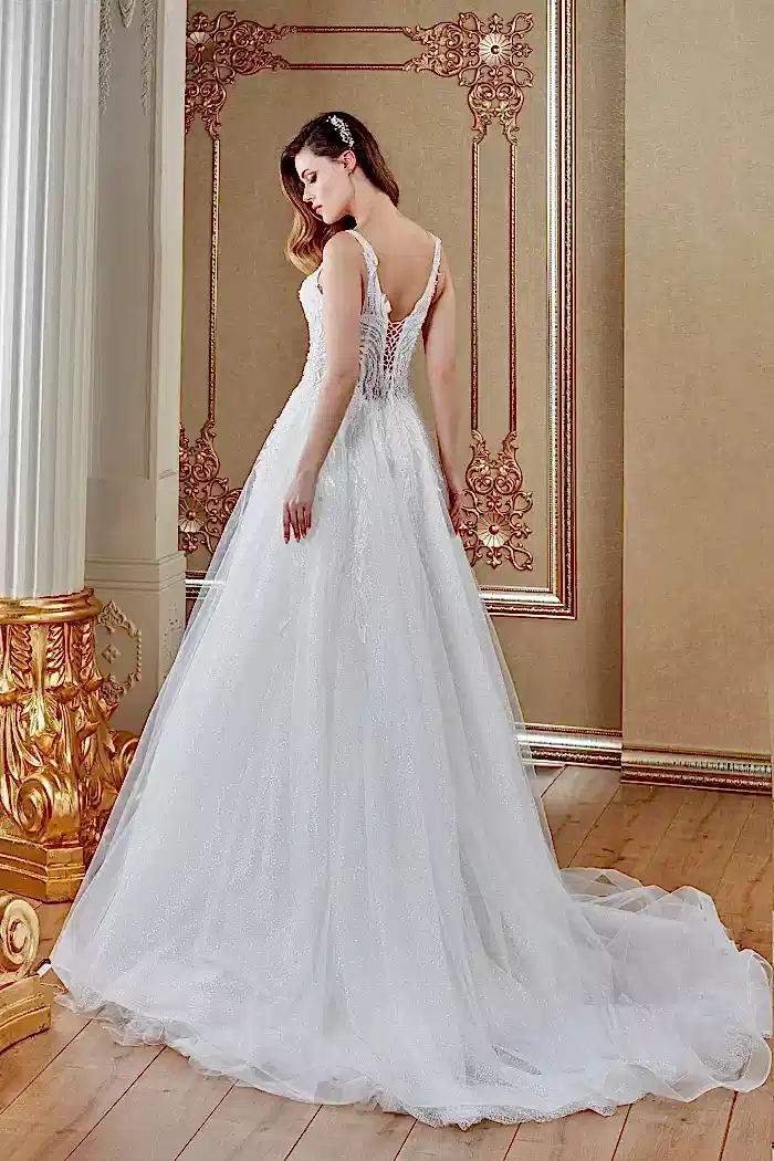 Alternative view of Kalın Askı Korse Etkili Demonte Kol Dantelli Helen Gelinlik