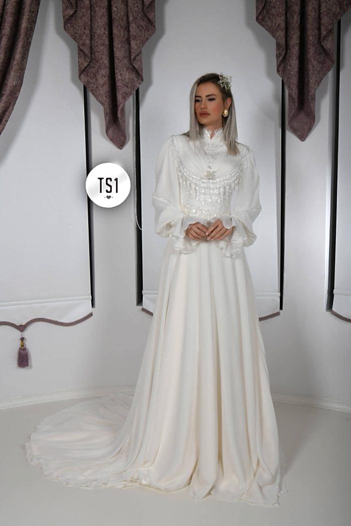 Pelerin Şifon Helen Tesettür Gelinlik