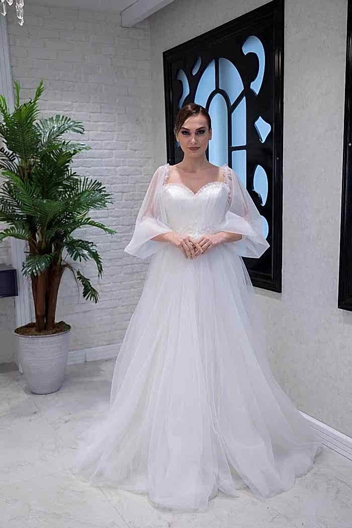 Bohem Kol Sırt Dekolteli Helen Gelinlik