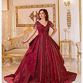 Kabarık Etekli Prenses Model Kırmızı Nişanlık