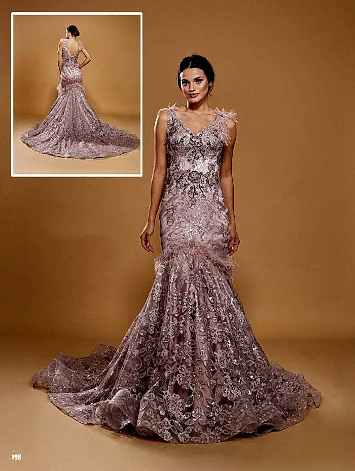 Sırt Dekolteli V Yaka Pembe Nişan Elbisesi