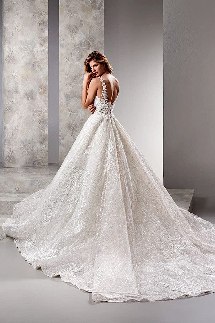 Alternative view of Lazer Kesim İp Askılı Kuyruklu Üç Boyutlu Prenses Gelinlik