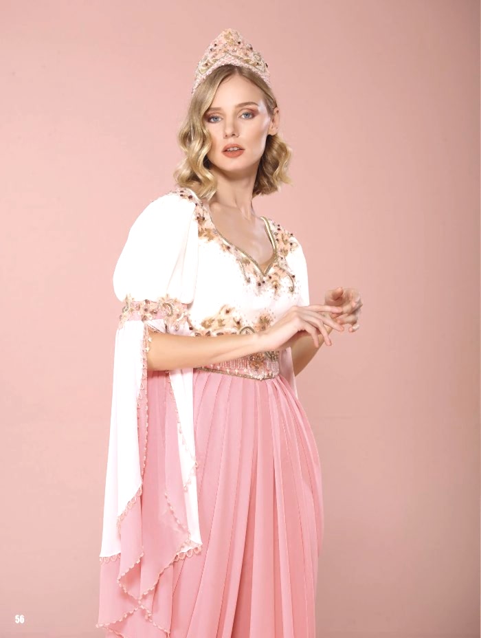 Pembe Beyaz Şalvarlı Bindallı