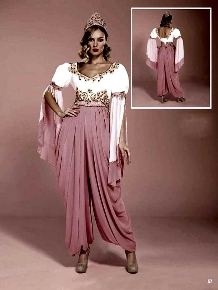 Alternative view of Pembe Beyaz Şalvarlı Bindallı