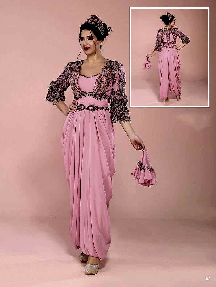 Taçlı Pembe Şalvarlı Kına Bindallı