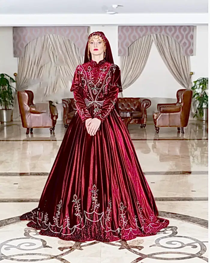 Bordo Kabarık Tesettür Bindallı