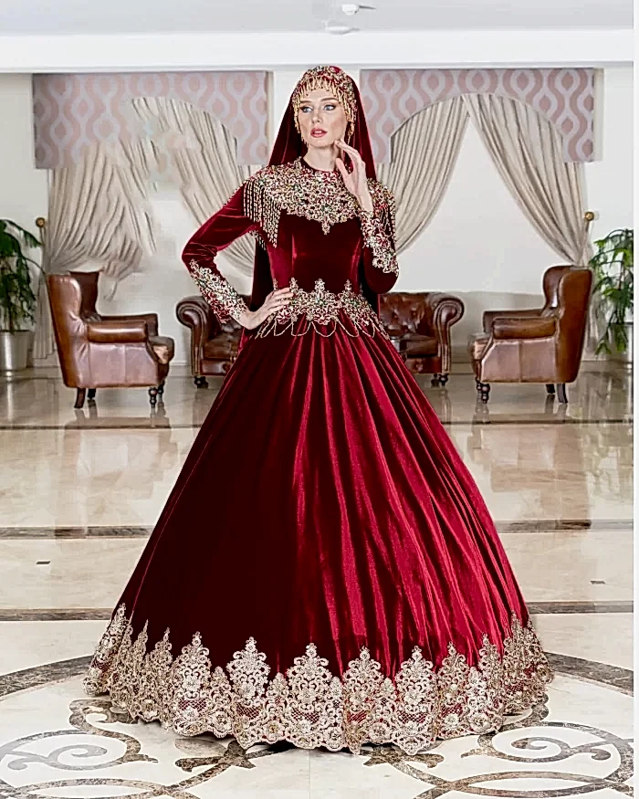 Bordo Tesettür Bindallı Kaftan