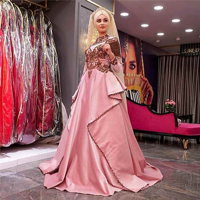 Pembe Kabarık A Kesim Tesettür Nişanlık