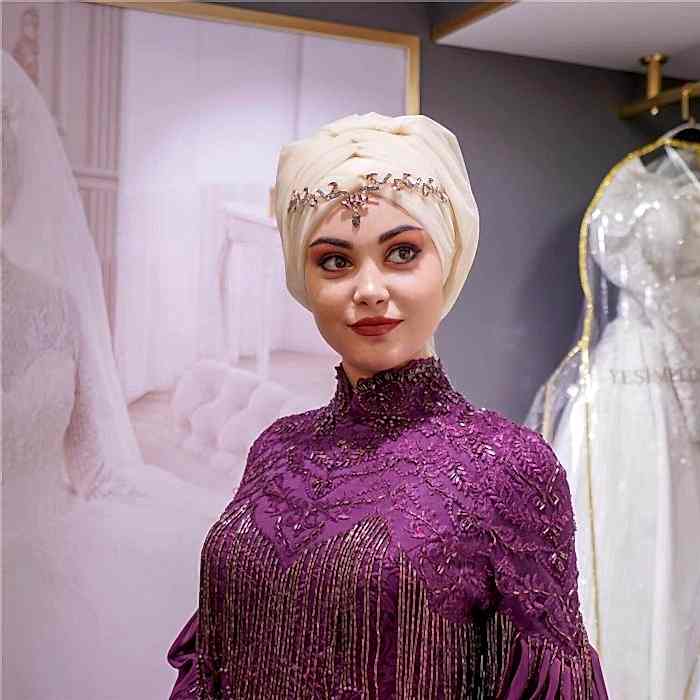 Balık Model Mor Tesettür Nişanlık