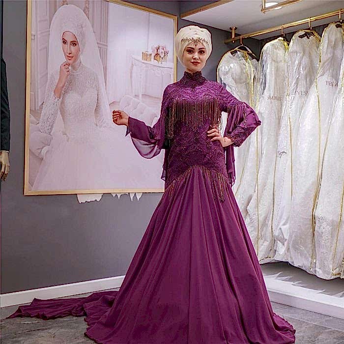 Alternative view of Balık Model Mor Tesettür Nişanlık