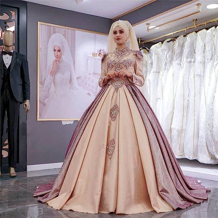 Prenses Model Krem Tesettür Nişanlık