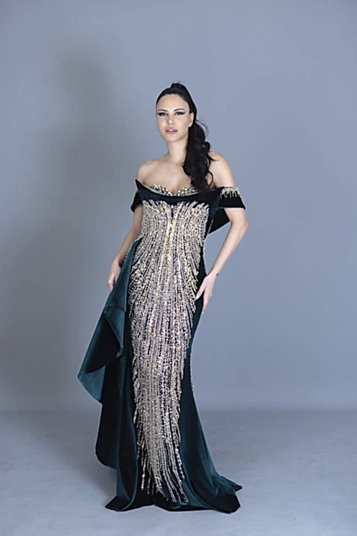 Madonna Yaka Korse Detaylı Gösterişli Taş İşlemeli Bindallı