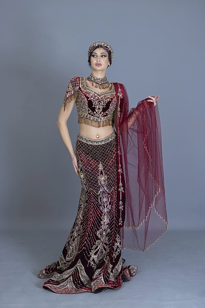 İki Parçalı Sare Detaylı Taş İşlemeli Bindallı