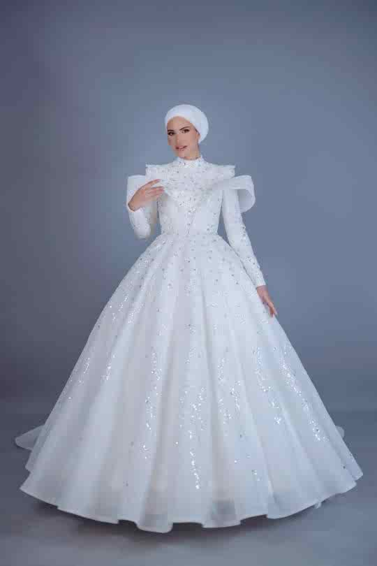 Prenses Dubai Taşlı Tesettür Gelinlik